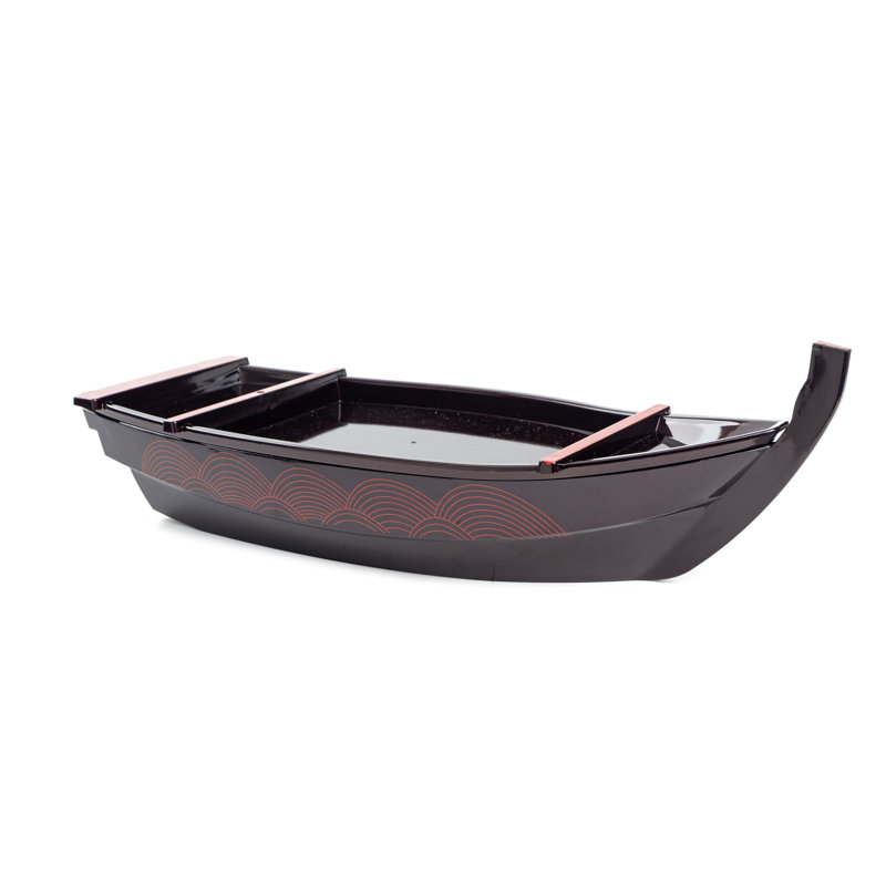 Plateau de service détachable japonais pour assiettes de bateau japonais Sashimi, H 6,5 po x L 21 po x P 8 po