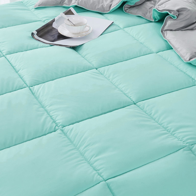 Aqua Blue Reversible Microfiber Full/Queen Duvet Set