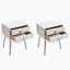Ensemble de 2 tables de chevet à poignées doubles en bois - Blanc H 24,2 po x l 17,7 po x P 13,8 po