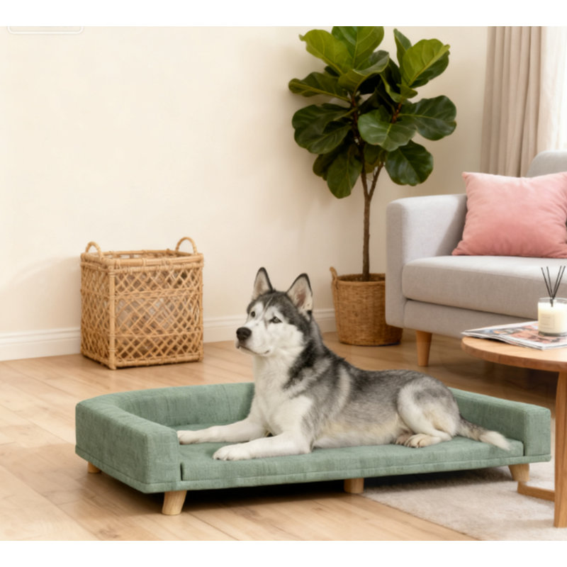 Pet Sofa Bed With Washable Cushion, Green