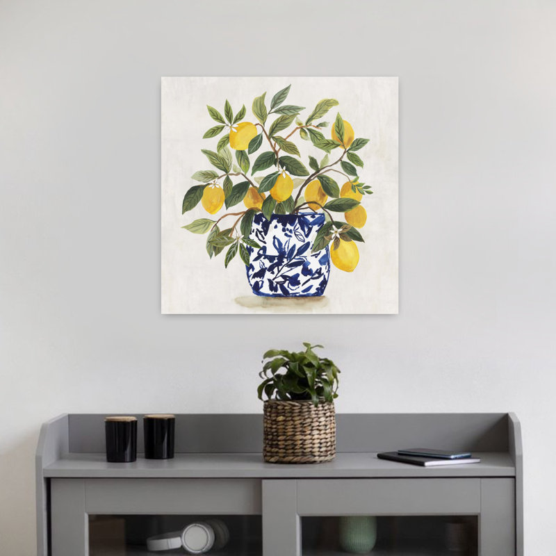 «Lemon Plant I Elegant Minimalist Abstract Landscape Art», H 18 po x l 18 po