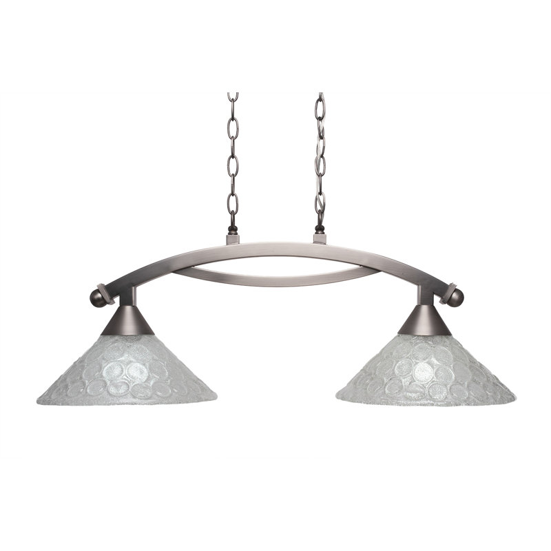 Eisenhauer 2-Light Kitchen Island Linear Pendant, Brushed Nickel, Frosted