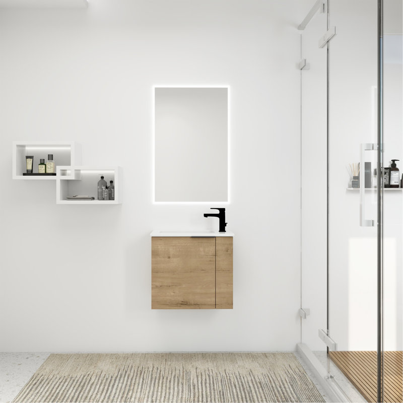 Meuble-lavabo élégant avec lavabo, design flottant pour un look moderne et peu encombrant., Imitation chêne