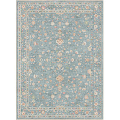 Bungalow Rose Aylena Hereke Floral Blue Area Rug