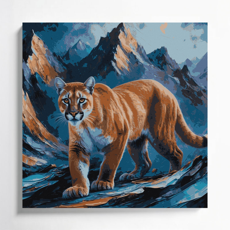 «Big Cats Rocky Mountain Cougar», art mural sur toile grise, H 32 po x l 32 po