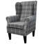 Grey Tartan Wingback Armchair