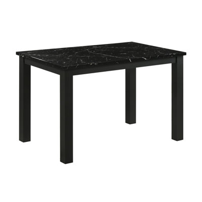 1pc Black Faux Marble Black Finish Rectangular Dining Table Wooden Dining Room Furniture Modern Contemporary