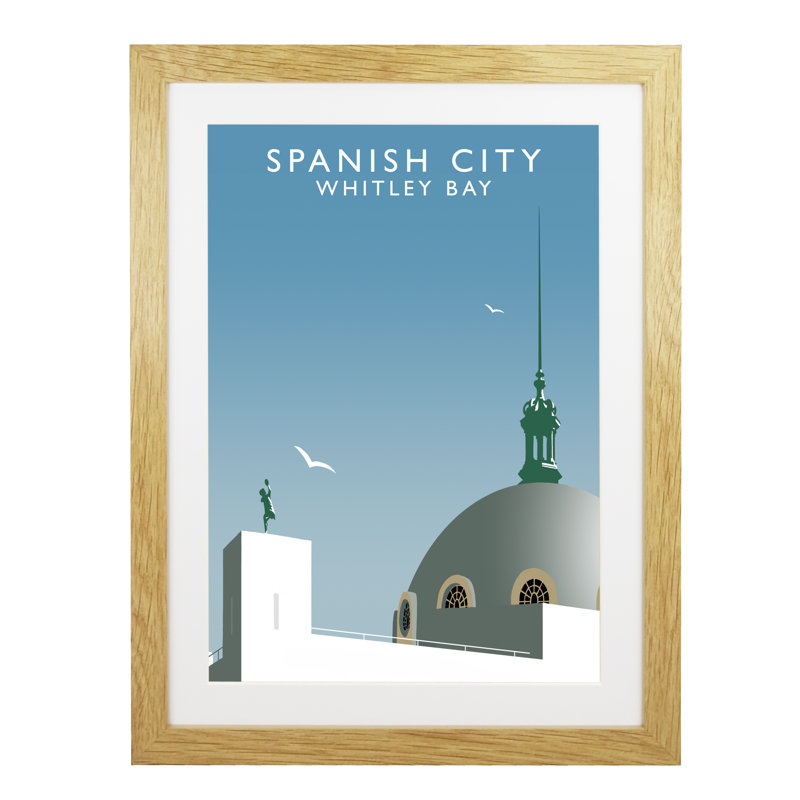 'Spanish City' by Richard O'Neil - Print, Oak Wood Frame, 43.5 cm H x 33.5 cm W x 2.2 cm D