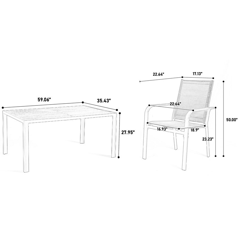 Ensemble de salle à manger d'extérieur 7 pièces avec table et chaises