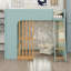 Lit mezzanine peu encombrant, conception pour lit double avec échelle et tablettes de rangement-133471643-133471647