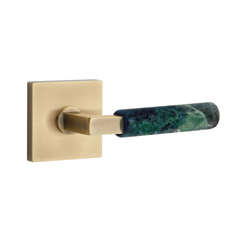 Mortaise intérieure Emtek Select avec rosette carrée et tige carrée en L, marbre Rosso Levanto, Gauche