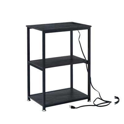 Ortha 3-Tier End Table With Charging Station, Narrow Side Table With USB Ports And Outlet For Living Room Bedroom