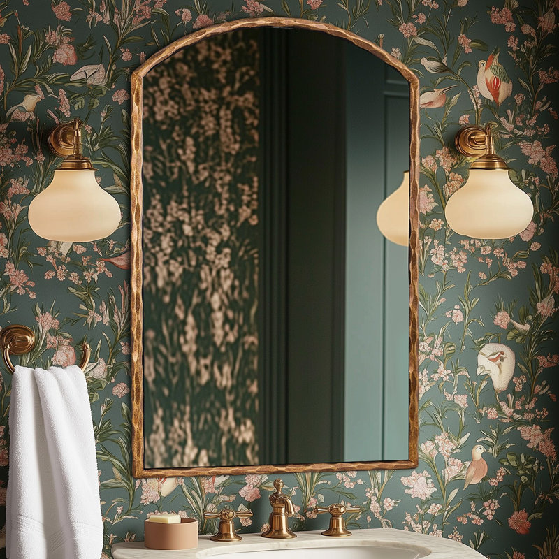Arched Hand-Forged Iron Bathroom Vanity Mirror | Rustic Wall Mirror for Vanity & Bathroom