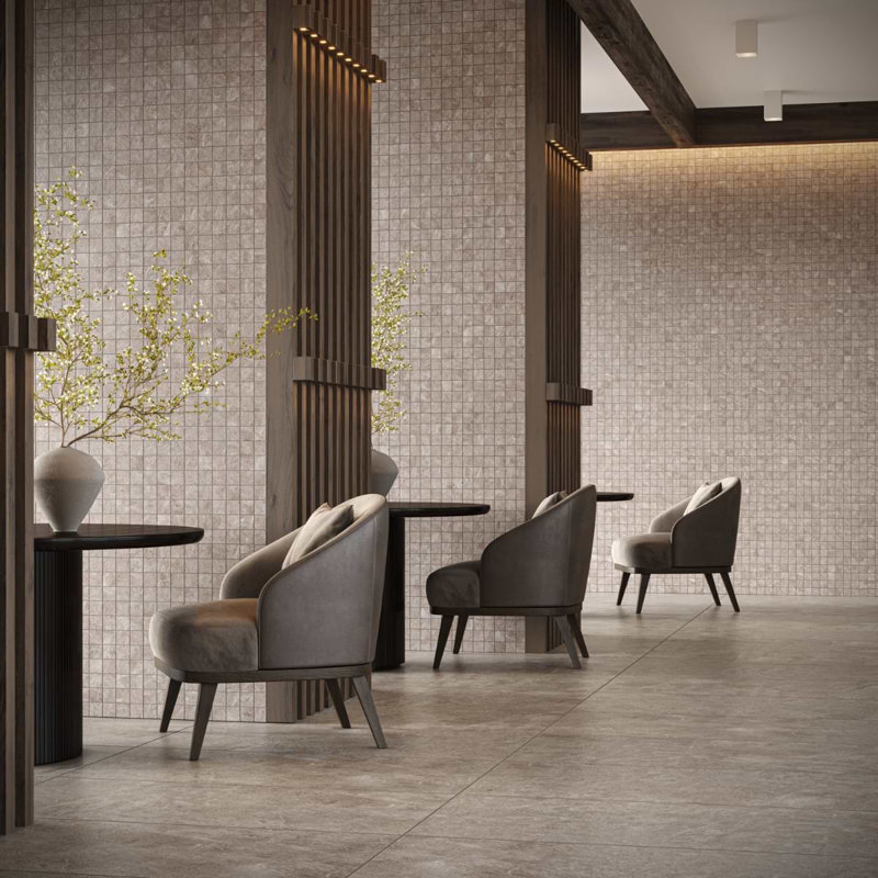 Era 24x48 Matte Textured Limestone Look Porcelain Tile, Caramel Brown