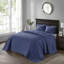 Couvre-lit simple réversible bleu marine - Rembourrage en coton prélavé pour un matelassage apaisant avec évasion tranquille