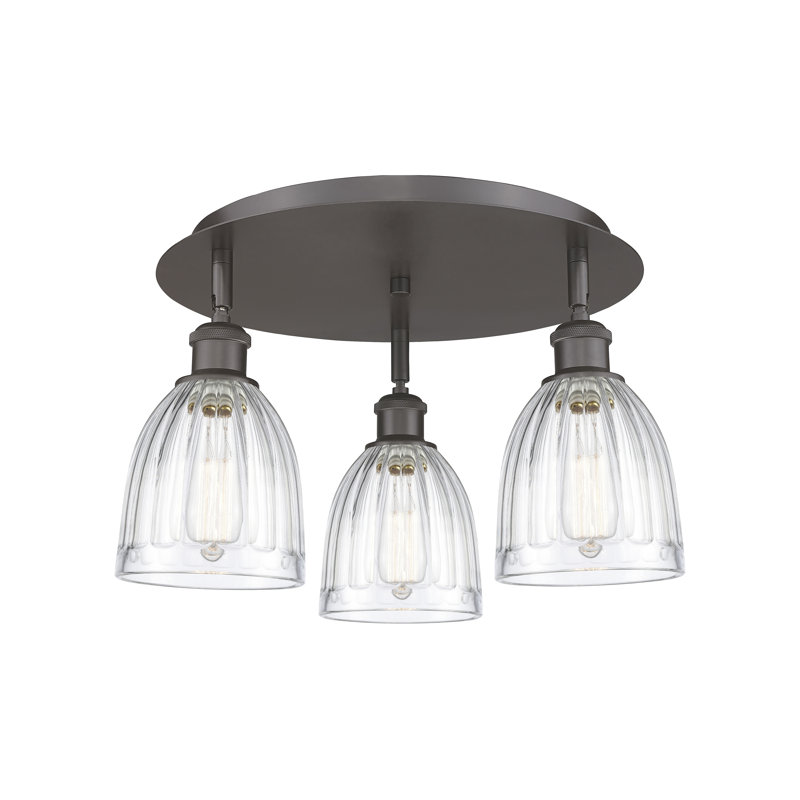 Bianey Glass Flush Mount, Clear, Oil Rubbed Bronze