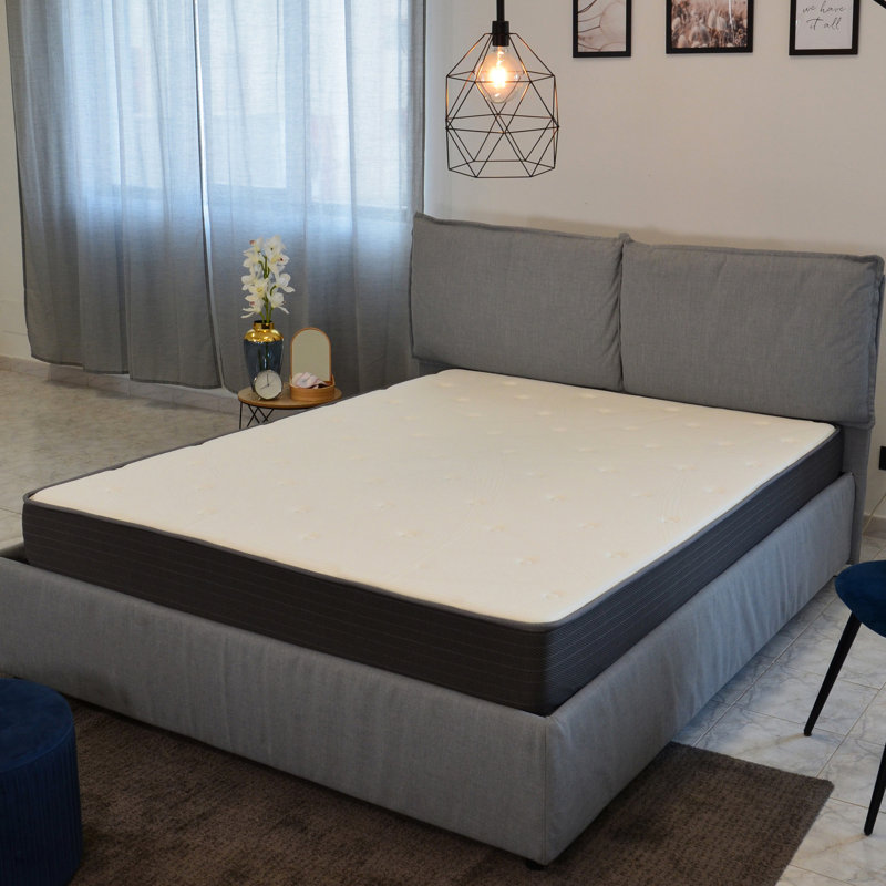Pleine grandeur 8 po Matelas avec design, mousse viscoélastique imprégnée de gel pour plus de confort, matelas à mouvement réduit la nuit, relief et gris blanc