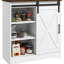 Buffet Buffet 33 po - Armoire blanche avec tablettes réglables et étagère de rangement à porte coulissante, cuisine