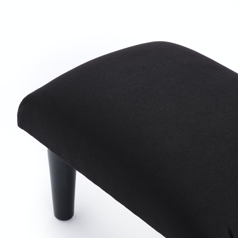 Lenora 38cm Wide Velvet Rectangle Solid Colour Footstool Ottoman, Black, Black