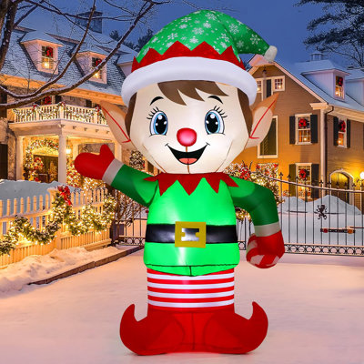 Christmas Inflatables 5.4 FT Height Christmas Elf Inflatables with Built-in LED Lights