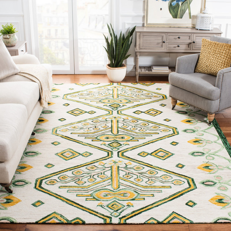 Sundon Hand Tufted Wool Southwestern Rug, Rectangle 4' x 6'