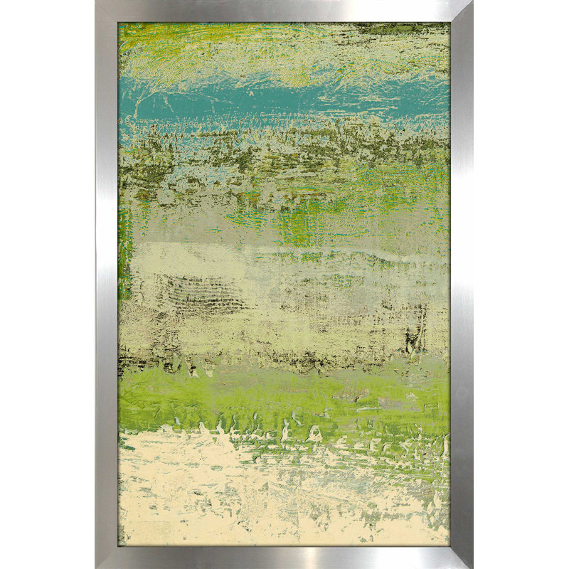 «Organic Green I», reproduction de peinture à l'acrylique encadrée, H 39,5 po x l 27,5 po x P 0,75 po, Encadrement argenté