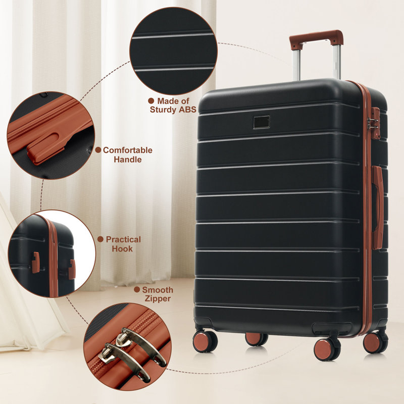 Ensemble de valises rigides 6 pièces avec serrure TSA, ensemble de valise à roulettes 16/20/24/28 pouces avec sac de voyage extensible et trousse de toilette imperméable, poignée réglable