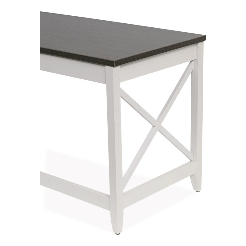 Gray Wood Writing Desk with Drawer and X Accents