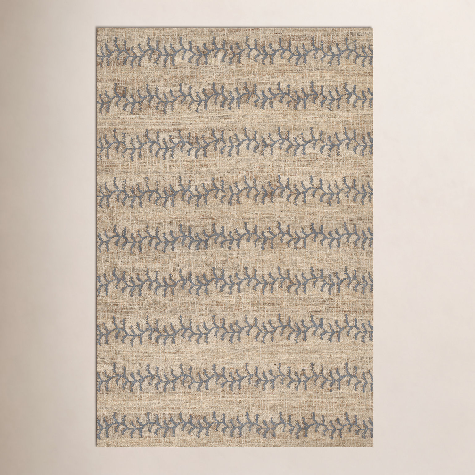 Adoria Blue Hand-Woven Striped Jute Rug, Rectangle 9' x 12'
