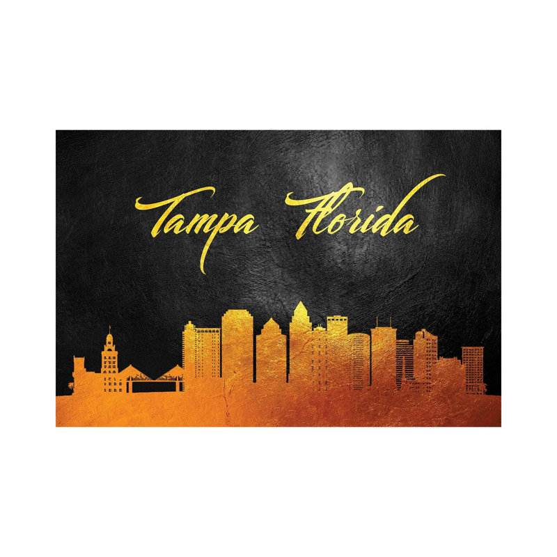 Tampa Florida Gold Skyline by Adrian Baldovino - Wrapped Canvas Print, 20.32 cm H x 30.48 cm W