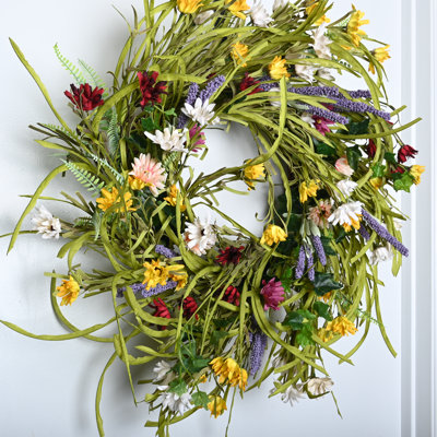 Daisy Lavender Grapevine 26" Front Door Wreath