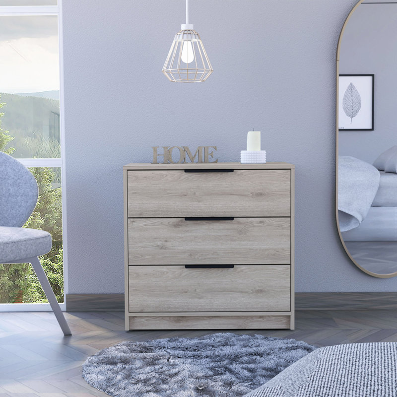 Commode 3 tiroirs N 27,5 po Nasura, Gris