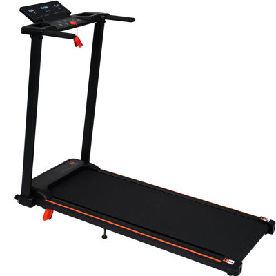 Tapis roulant incliné de 8% avec capacité de 265 lb, portatif et pliable pour un usage domestique, 4 pieds de support réglables, console multifonctionnelle, moteur à courroie coulissante spacieuse, 12 plans sur mesure