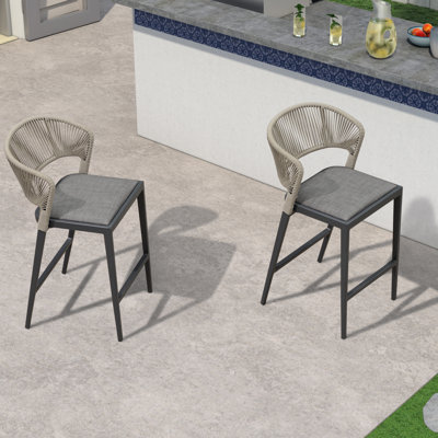 Patio Bar Stool with Cushion by Corrigan Studio
