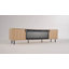 Meuble télé 70 po avec foyer électrique cannelé de 70 po - Console multimédia moderne pour téléviseur de 80 po ou moins avec plateau en placage de grain de bois et pieds en métal, naturel-1549203624-1549203628