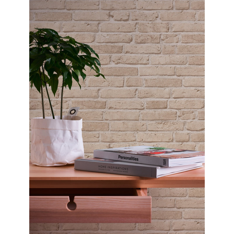 Bricks and More Colelction Weathered Brick Walls Wallpaper Roll, Cream