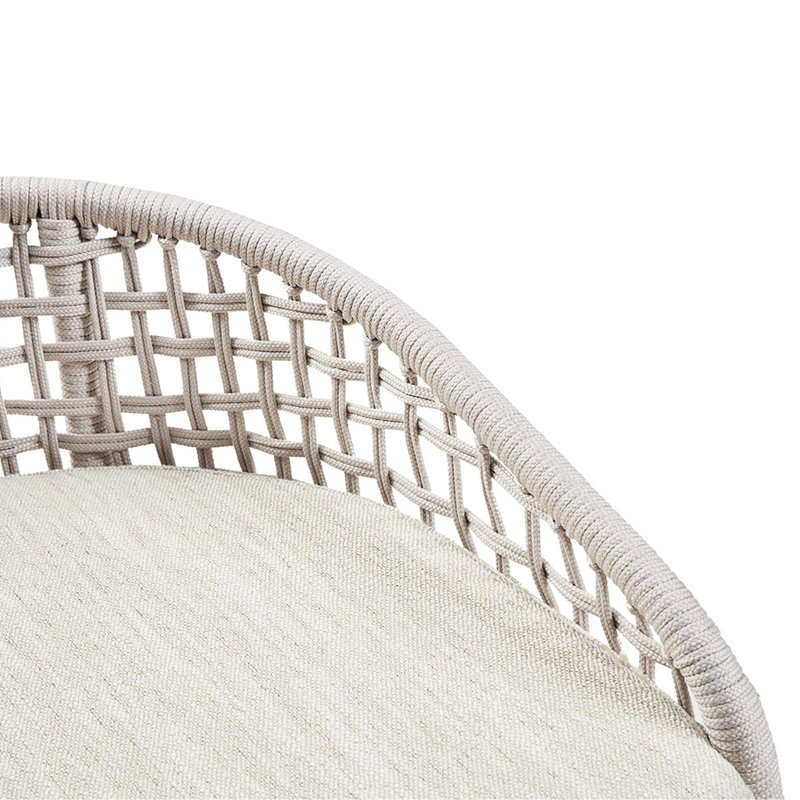 Tabouret de comptoir tissé de 25 po: siège rembourré avec dossier en corde pour un tabouret de style contemporain de 25 po: conception à accoudoirs évasés