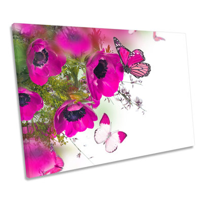 Floral Butterflies Flowers - Wrapped Canvas Art Prints
