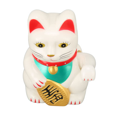Chaton 4 pouces solaire chanceux avec des bras Feng Shui alimentés par des bras ondulants Beckony Wealth Home Decor blanc MLY23056 1