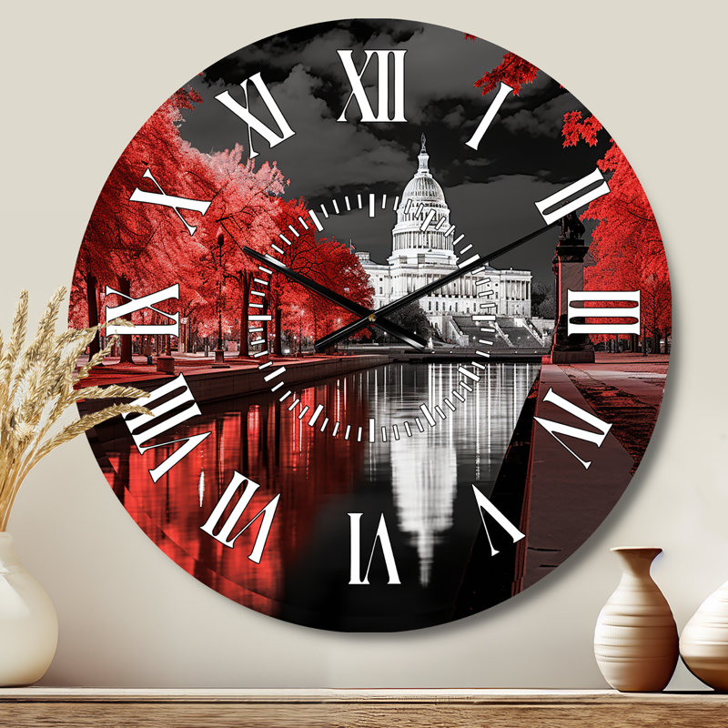 Horloge murale monochrome Washington DC - Washington, Medium