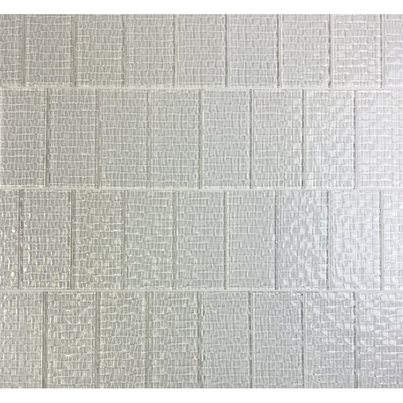 Metro Cubes 3 in. x 6 in. Textured Glass Straight Edge Subway Decorative Kitchen & Bathroom Wall Tile, White