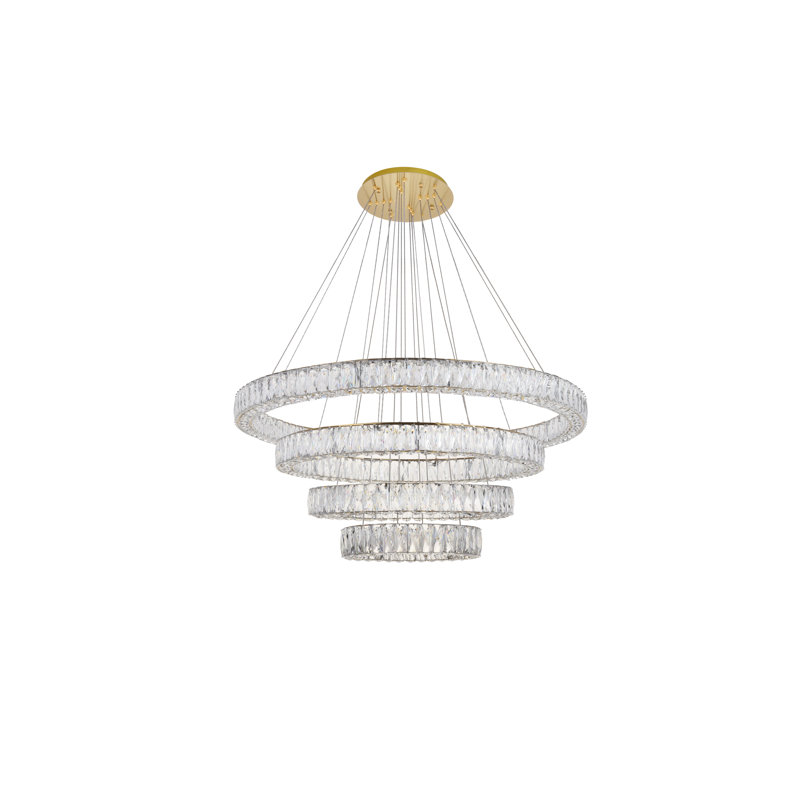 Steveson 4-Light Tiered LED Chandelier, Gold