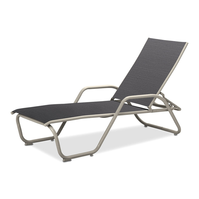 Outdoor Rust-Resistant Metal Chaise Lounge, Textured Warm Gray, Collect Charcoal