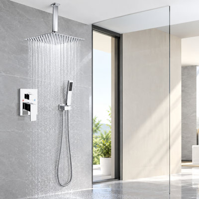 Système de robinet de douche de plafond avec pomme de douche à pluie de 12 pouces et douchette