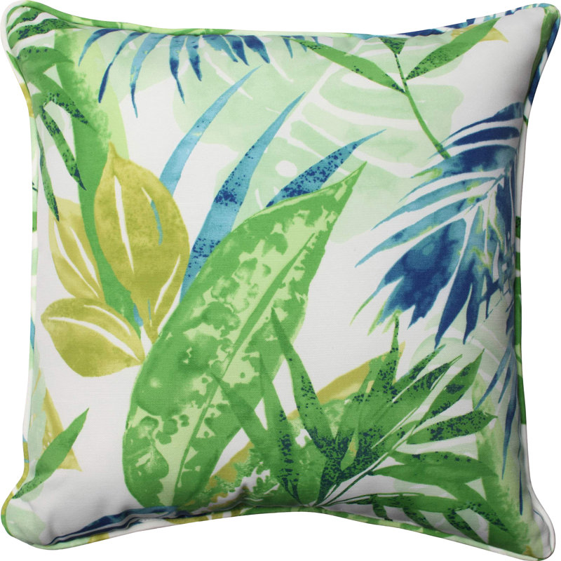 Tropical Blue and Green Botanical Outdoor Throw Pillows Set