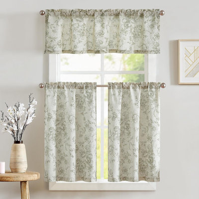 Rod Pocket Floral Kitchen Curtains