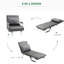 Fauteuil-lit ajustable à 5 positions, gris foncé avec coussin et structure en acier près du lit dans une structure robuste