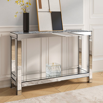 Oneka 47.2" Mirrored Glass Console Table