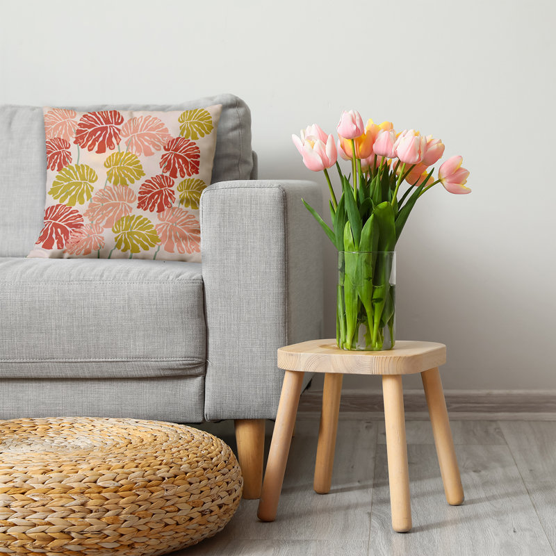 Coussin décoratif en polyester floral, H 26 po x l 26 po, Carré