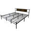 Structure de lit avec tête et pied de lit en bois, plateforme en métal pour le soutien du matelas, aucun sommier requis, assemblage facile